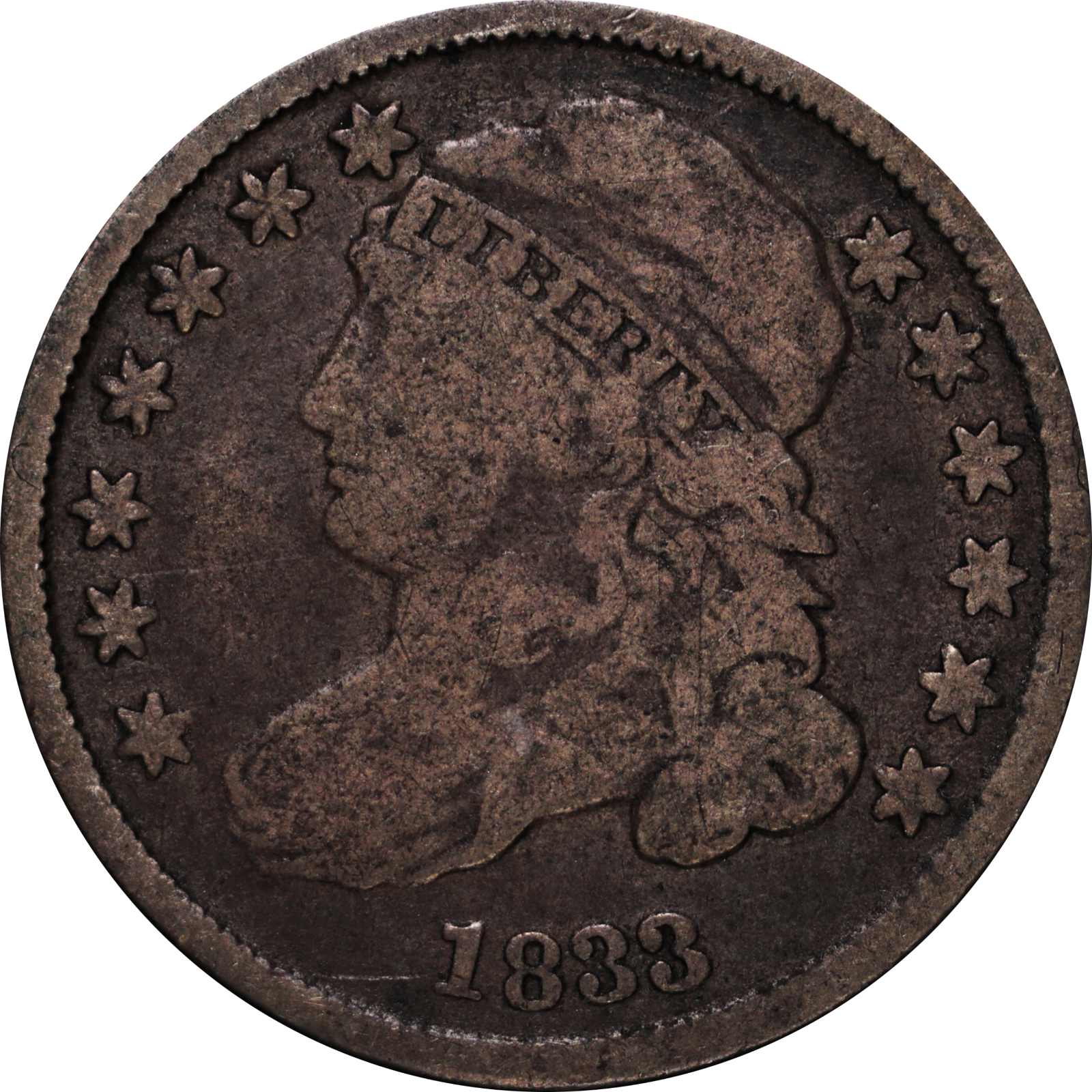 1833 JR-4 F12 Raw Cud Obverse